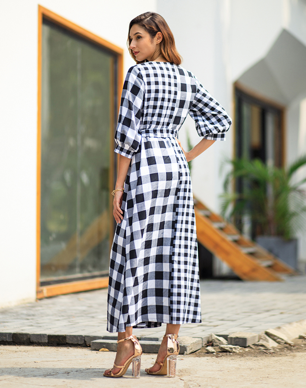 2019 Early Spring New Women'S Plaid Long-Sleeved Vintage Dress