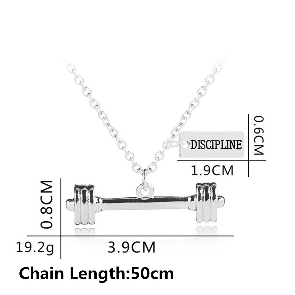 Trendy Men's Fitness 3-Bar Dumbbell Double Pendant Necklace