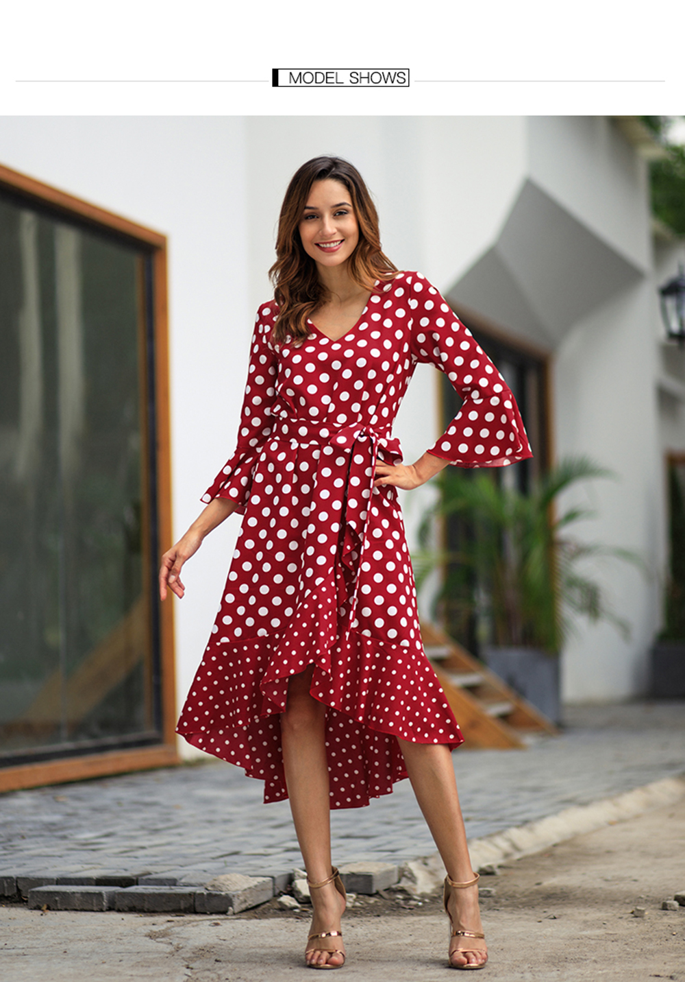 2019 Spring New Wave Long Sleeve Dot Large Size Dress