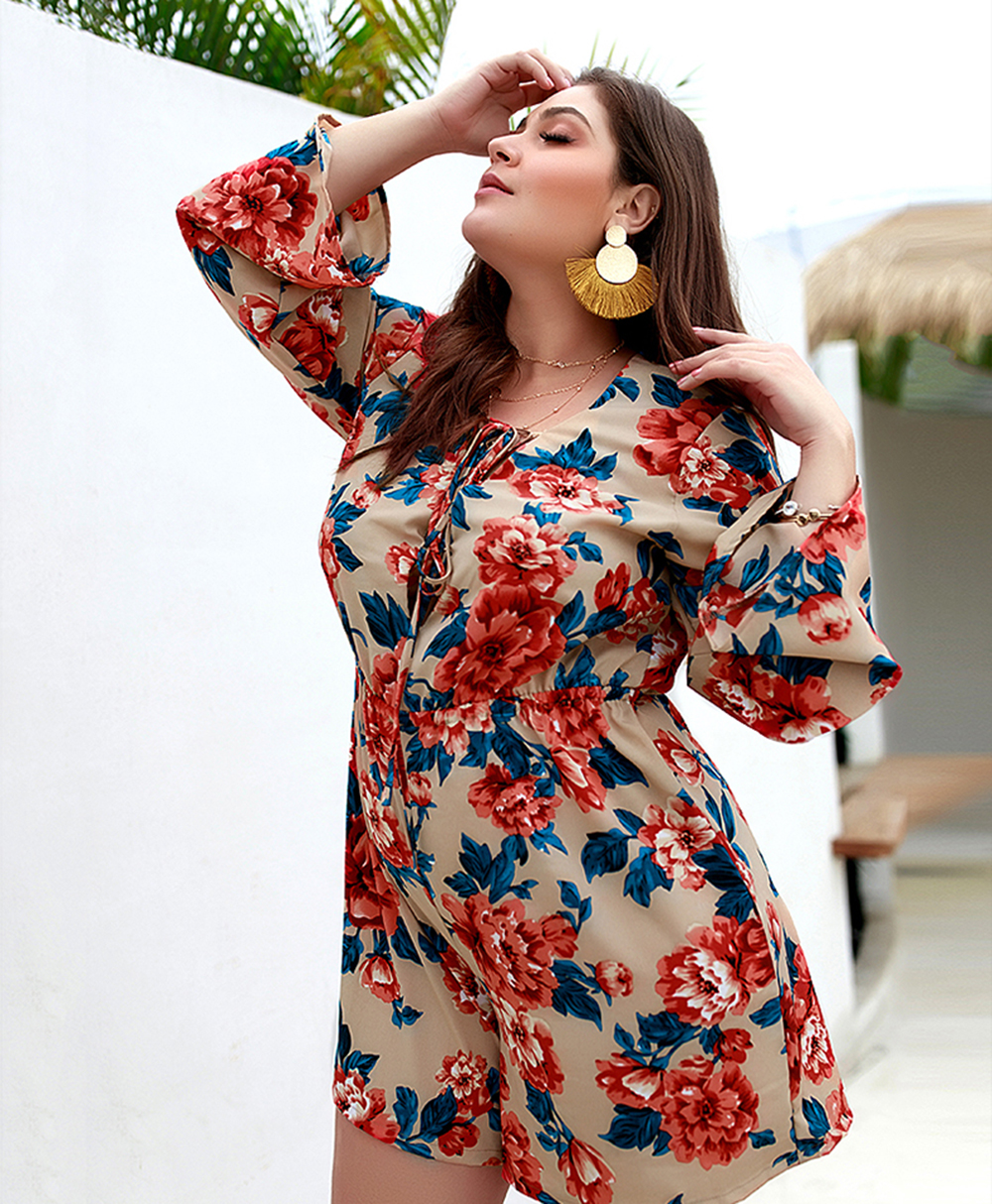 2019 Spring and Summer Women'S Print Long-Sleeved Jumpsuit