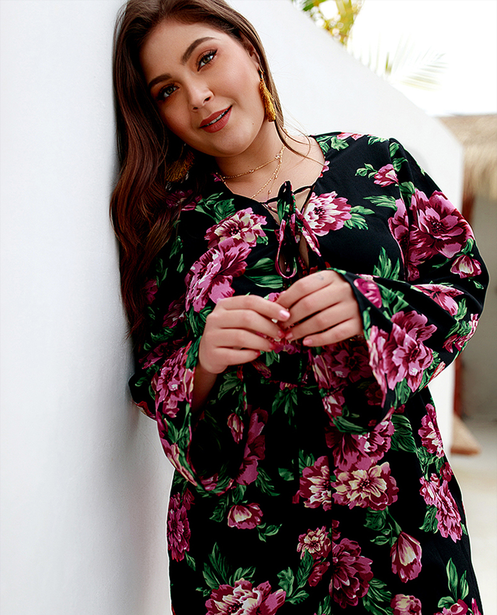 2019 Spring and Summer Women'S Print Long-Sleeved Jumpsuit