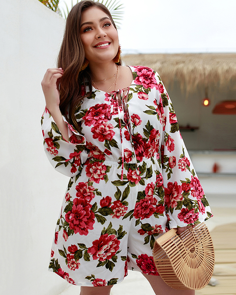 2019 Spring and Summer Women'S Print Long-Sleeved Jumpsuit