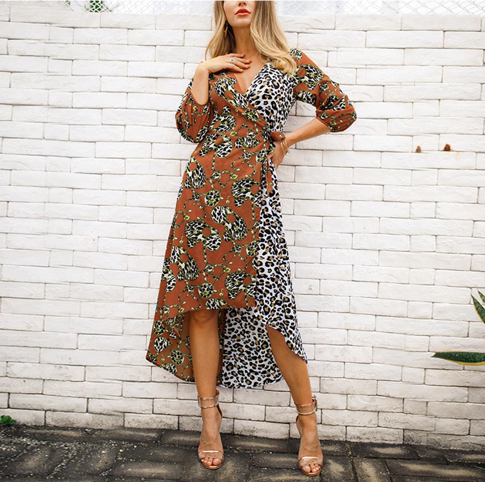 2019 Spring and Summer New Large Size Short Fashion Seven-Point Sleeve Dress