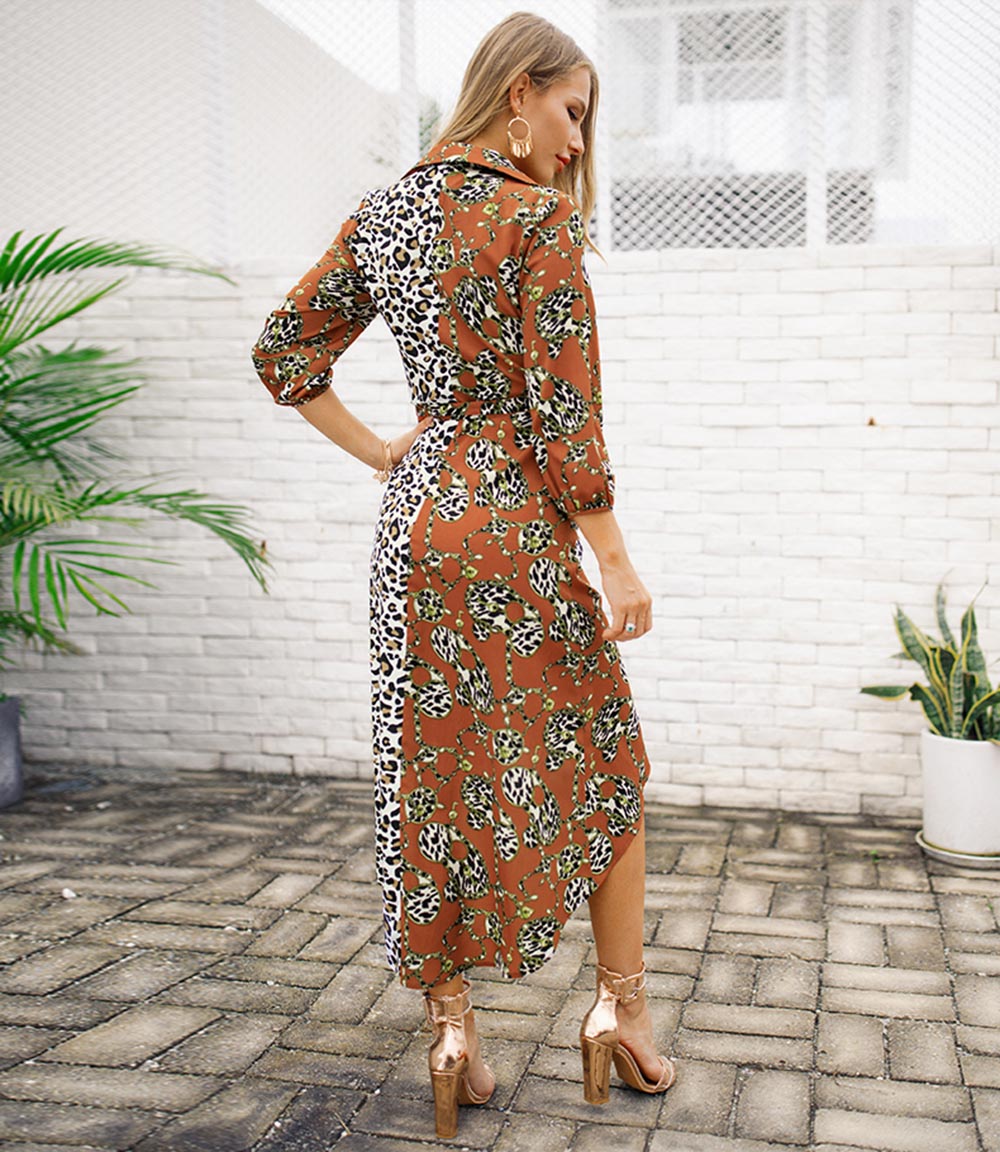 2019 Spring and Summer New Large Size Short Fashion Seven-Point Sleeve Dress