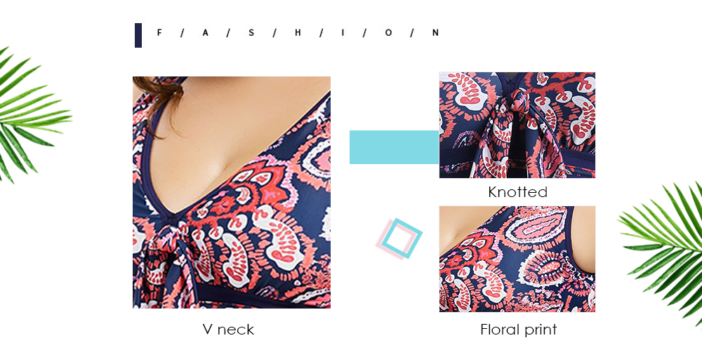 Plus Size Floral Skirted Tankini Set