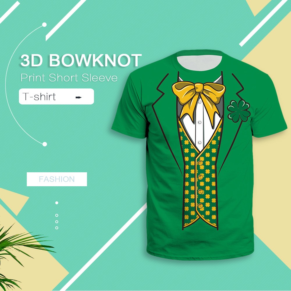 3D Bowknot Printed Short Sleeve Tee