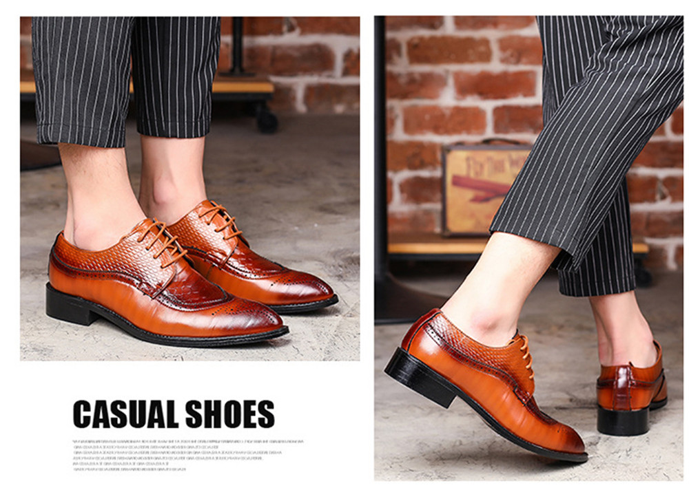 Fashion Leather Shoes Men Dress Shoe Pointed Oxfords