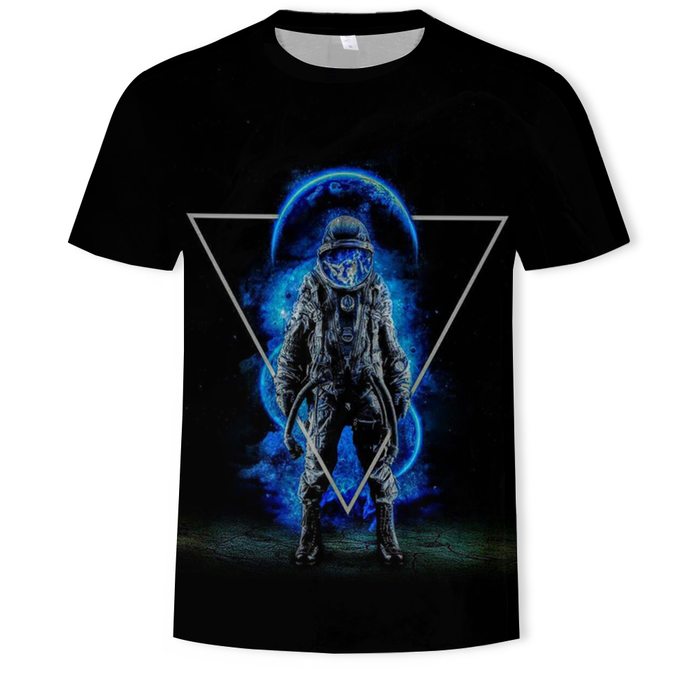 3D Astros Print Short Sleeve Men's T-shirt