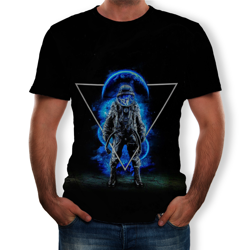 3D Astros Print Short Sleeve Men's T-shirt