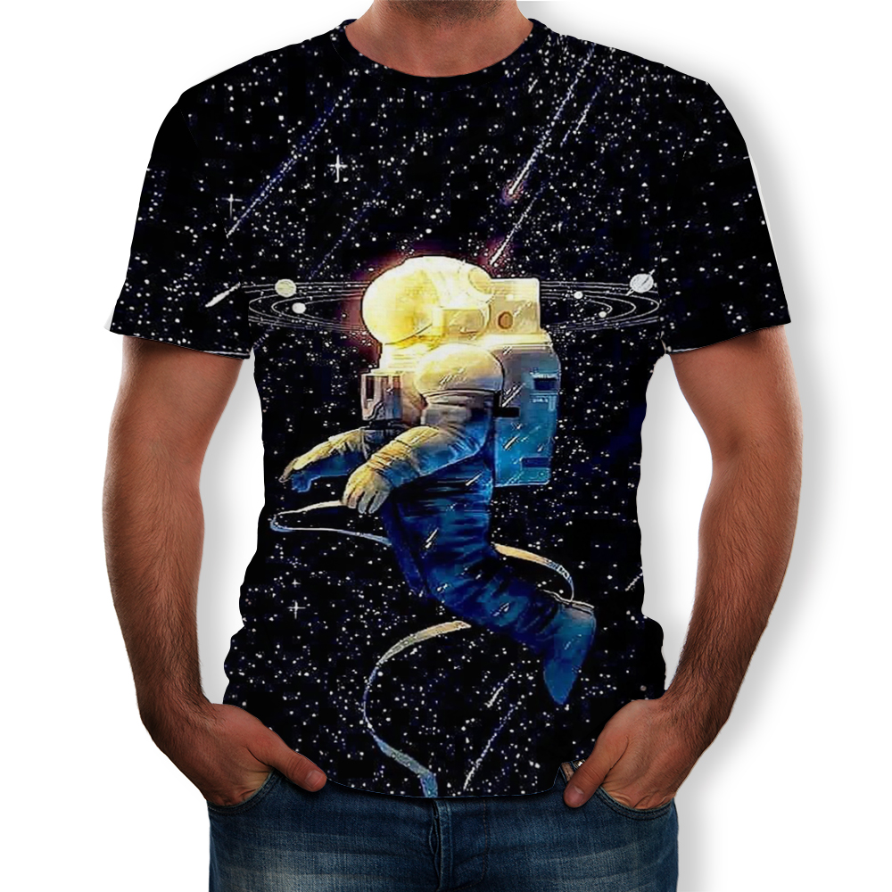 3D Astros Print Short Sleeve Men's T-shirt