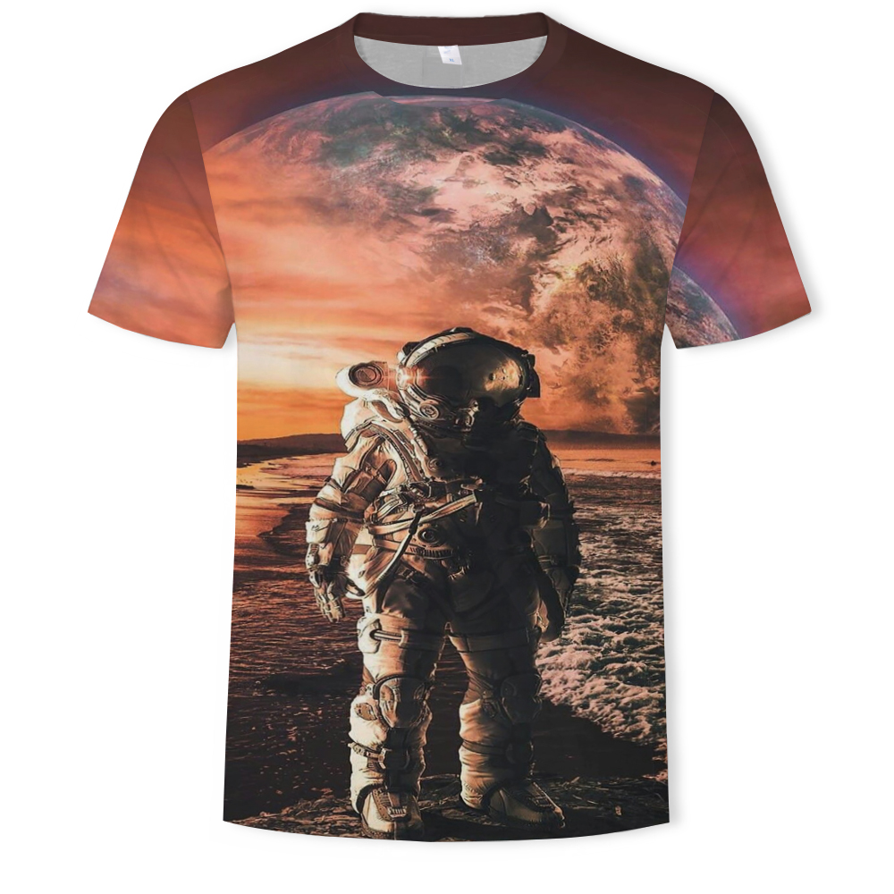 3D Astros Print Short Sleeve Men's T-shirt