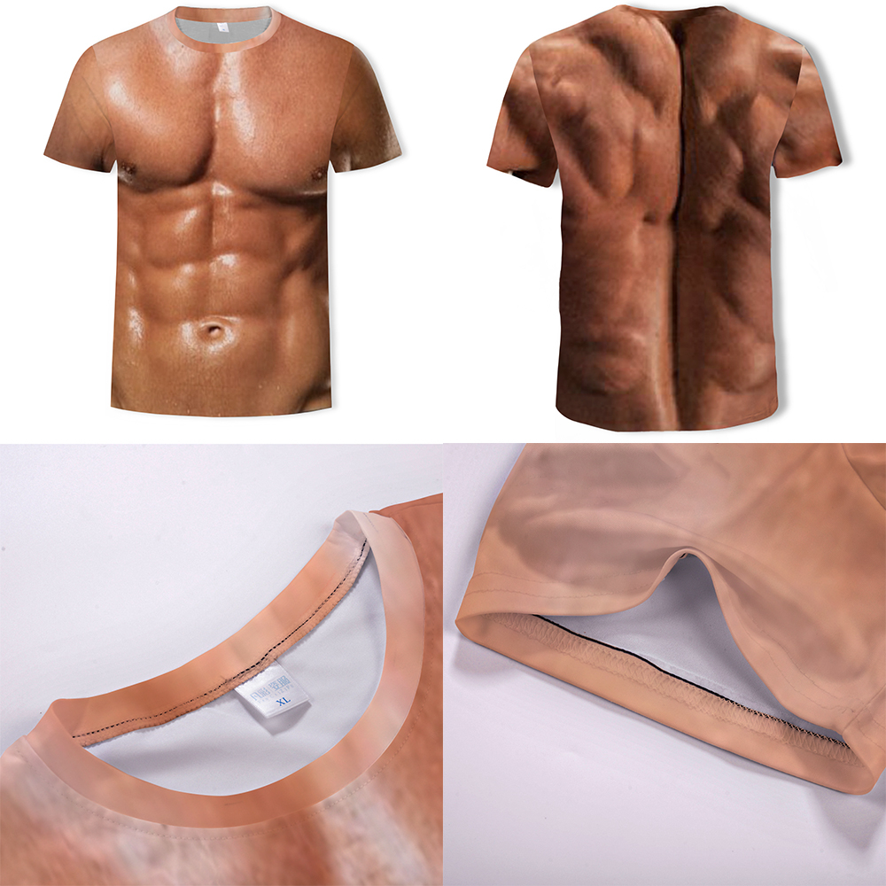 Trend New Summer 3D Personality Muscle Men's Short Sleeve T-shirt