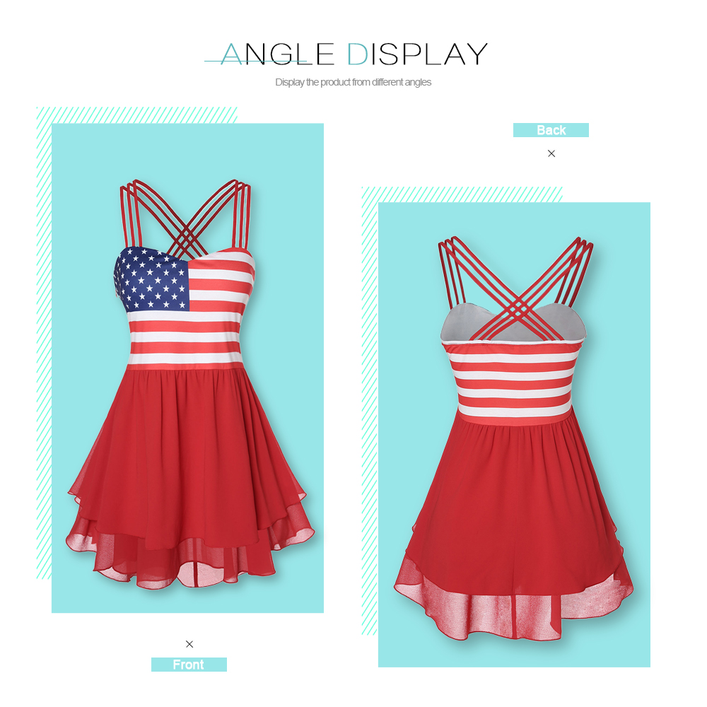 Plus Size Cami American Flag Tiered Tank Top