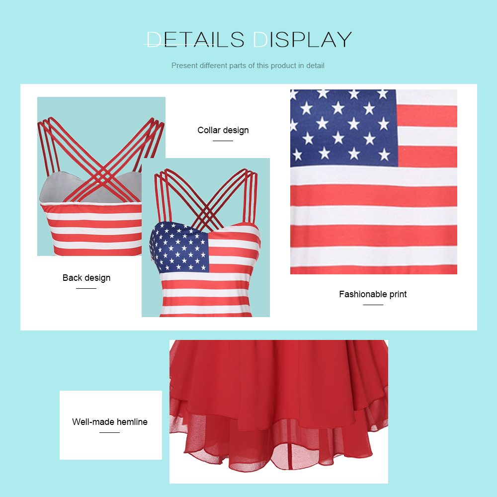 Plus Size Cami American Flag Tiered Tank Top