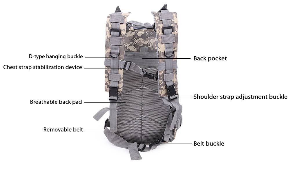 Guapabien Casual Outdoor Mountaineering Military Equipment Camping Sports Backpack for Men