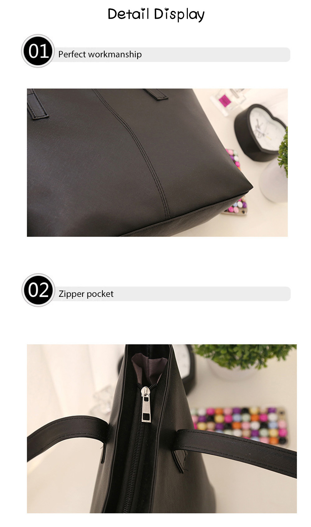 Guapabien Trendy Pure Color Zipper Type PU Leather Women Bag