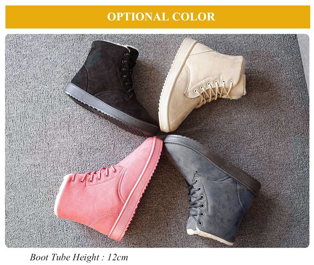 Winter Solid Color Lace Up Suede Snow Boots for Women