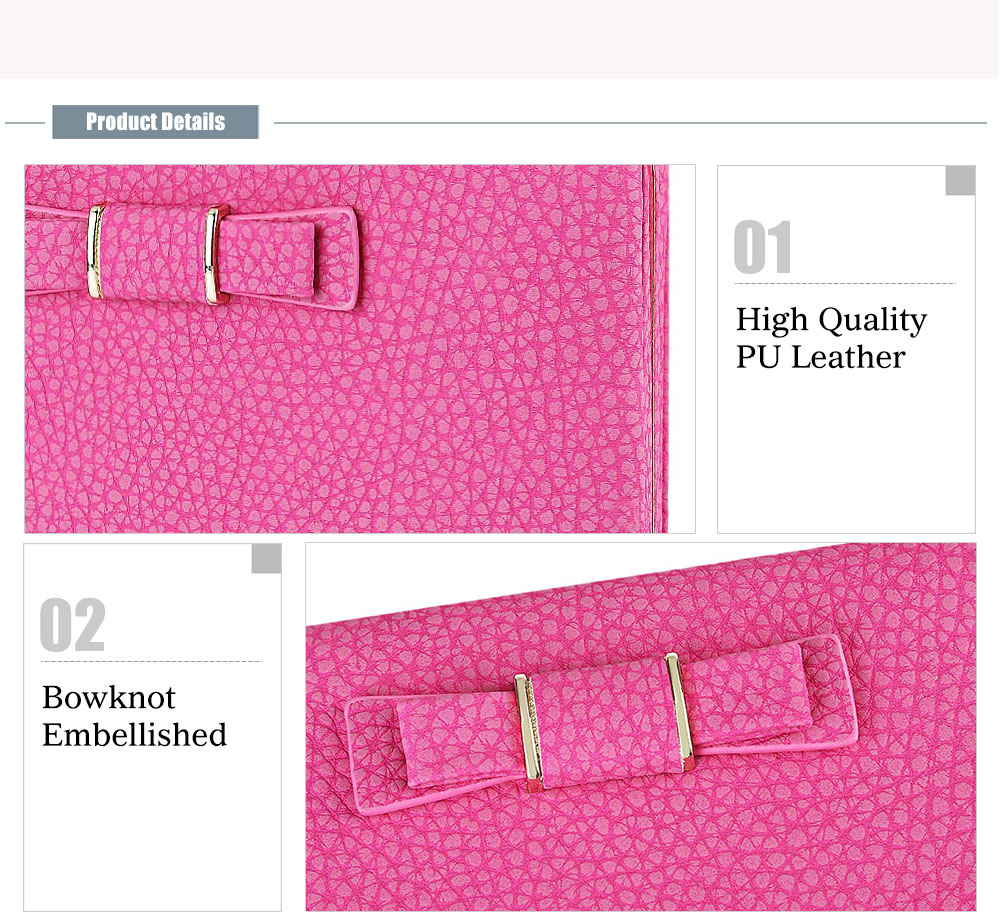 Guapabien Sweet Bowknot Zip Around Women Purse