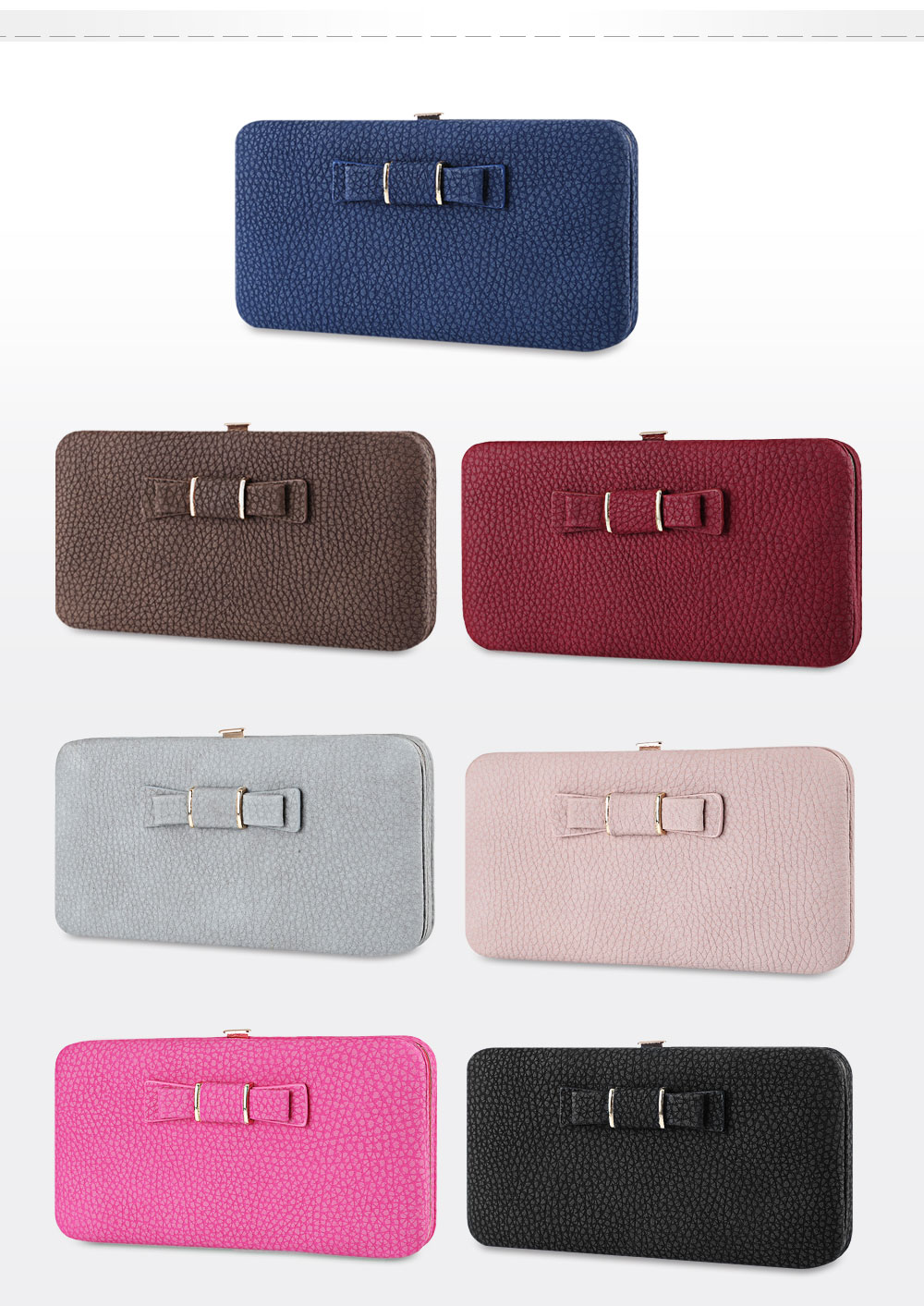 Guapabien Sweet Bowknot Zip Around Women Purse