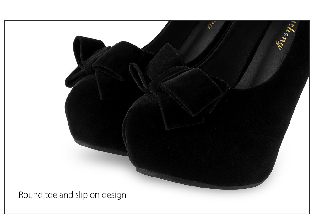 Fashionable Bowknot Design Round Toe Thin High Heel Shoes for Women