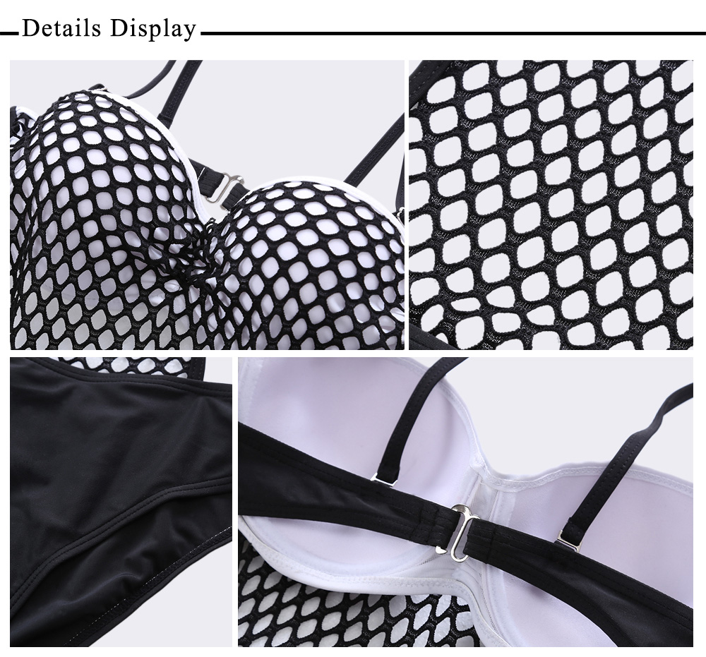 Sexy Spaghetti Strap Hollow Out Wire Swimsuit for Women