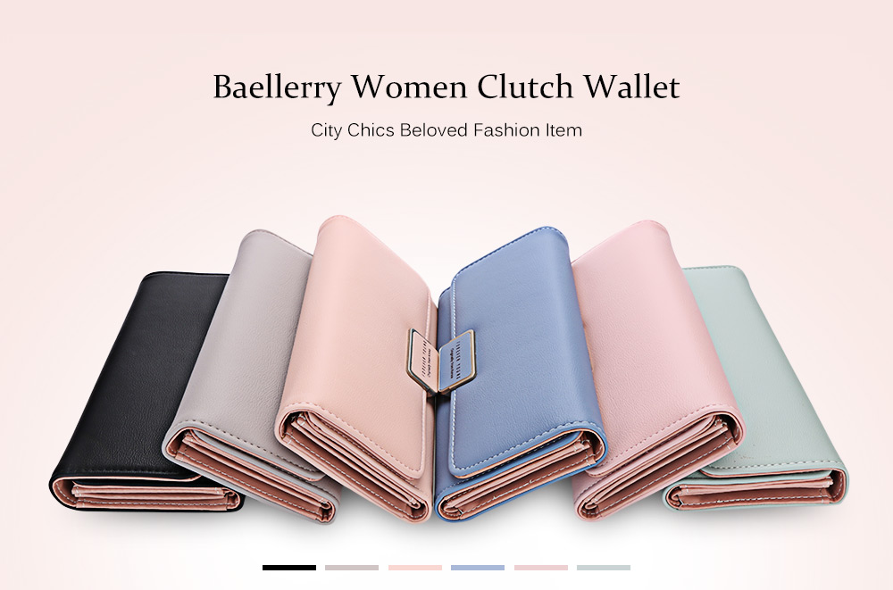 Baellerry Forever Young Logo Foldable Long Clutch Wallet Card Holder for Women