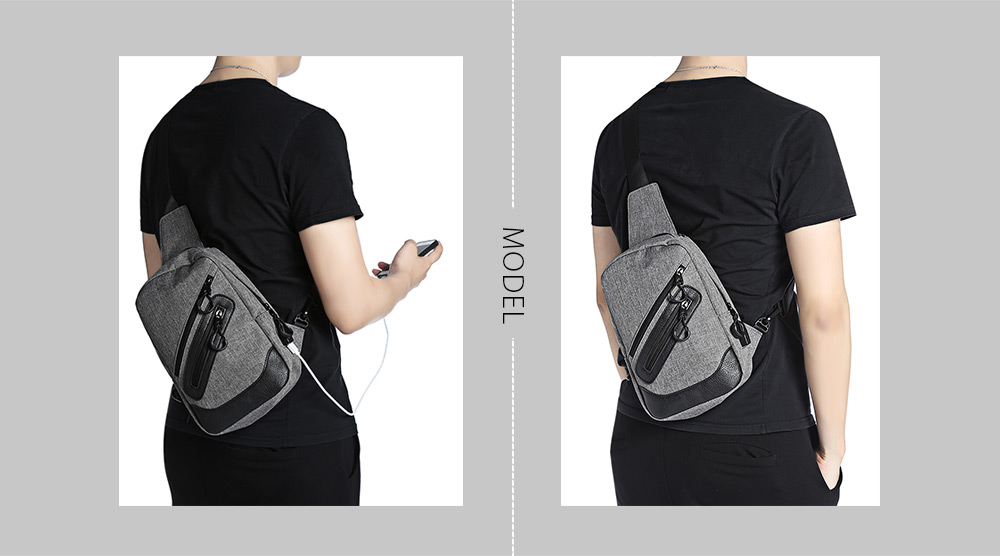 Guapabien Stylish Business Shoulder Bag USB Port Durable Traveling Chest Bags