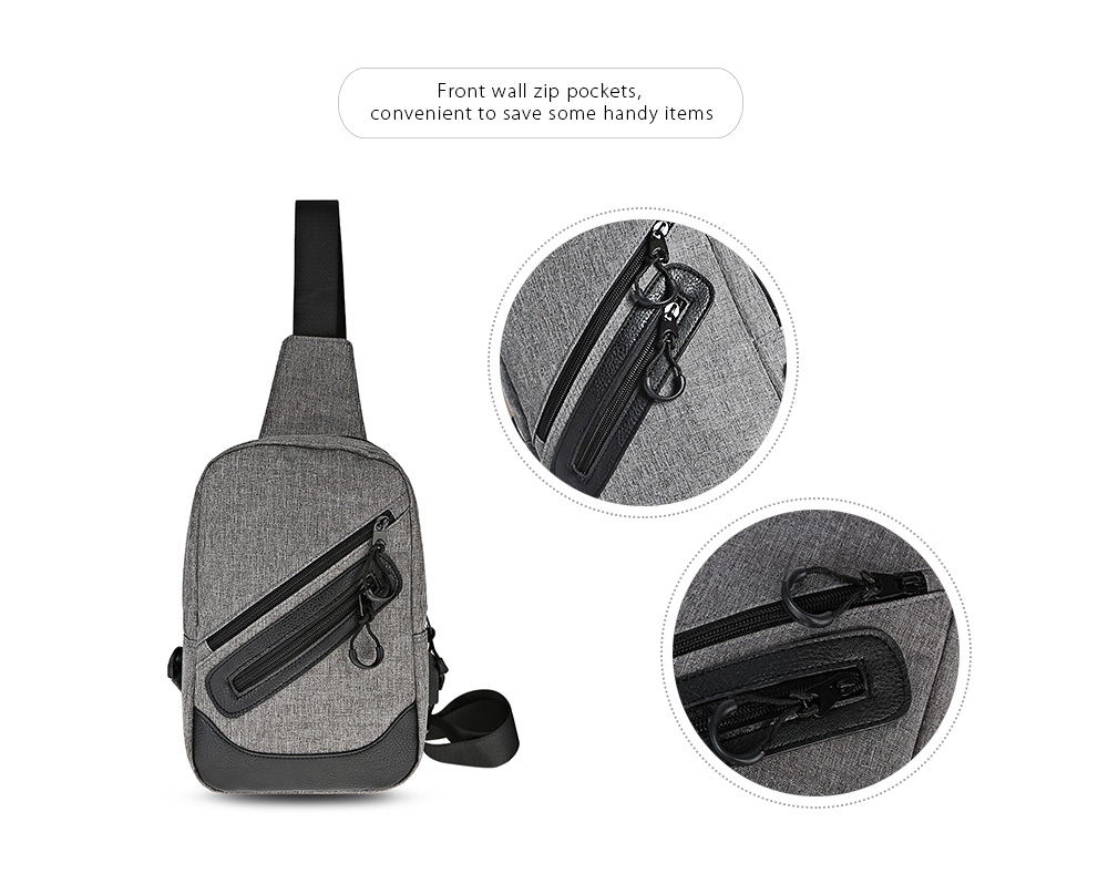 Guapabien Stylish Business Shoulder Bag USB Port Durable Traveling Chest Bags