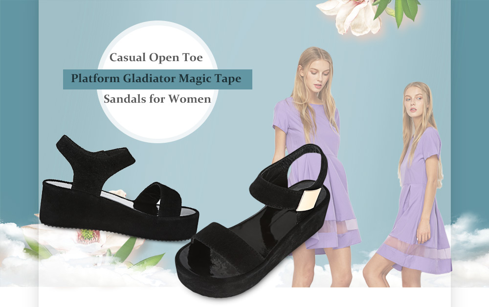 Casual Open Toe Platform Gladiator Magic Tape Sandals for Women