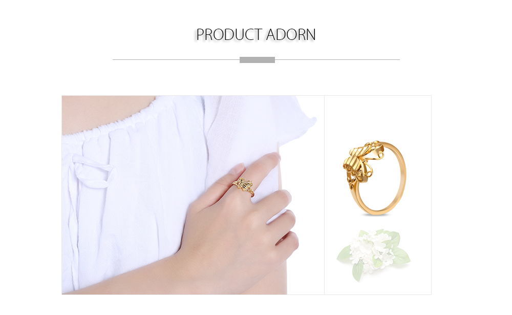 Stylish Jewelry 18K Electroplate Gold Color Dimensional Butterfly Ring for Women