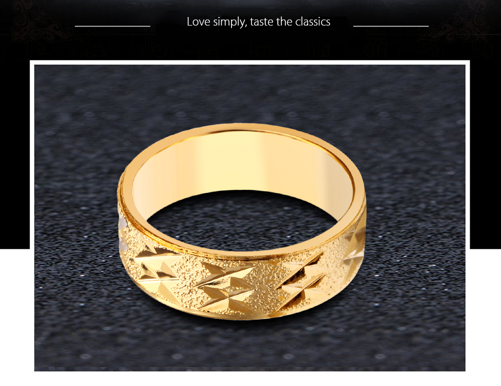 Stylish Jewelry 18K Electroplate Gold Color Simple Design Geometric Pattern Ring for Men