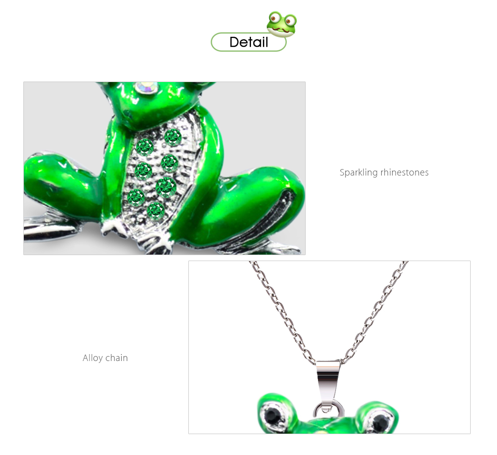 Stylish Accessory Sparkling Rhinestones Cute Frog Women Long Necklace