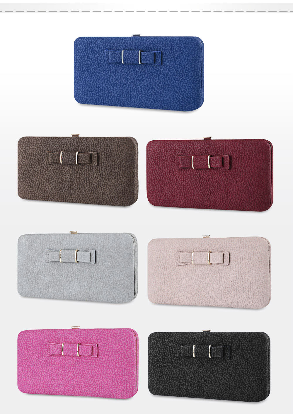 Guapabien Sweet Bowknot Zip Around Women Purse