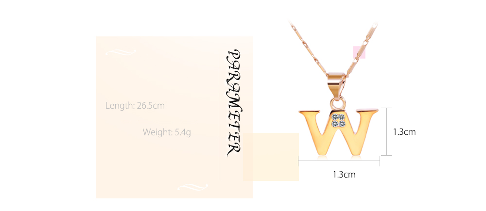 Women Chain Sparkling Rhinestones 26 English Letters Shape Pendant Necklace