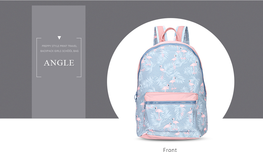 Guapabien Waterproof Girls Traveling Preppy Style Print Backpack Zipper School Bag