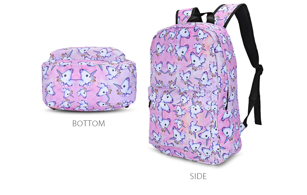 Guapabien Traveling Girls 3D Unicorn Print Backpack Zipper School Bag