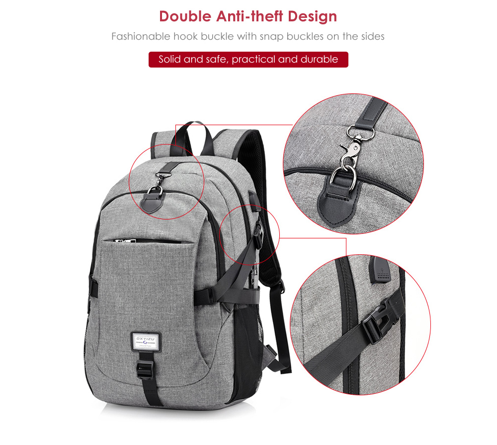 Casual Durable Canvas Backpack with USB Port for Men