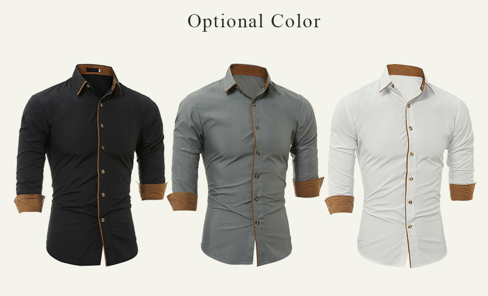 Turndown Collar Color Block Edging Shirt