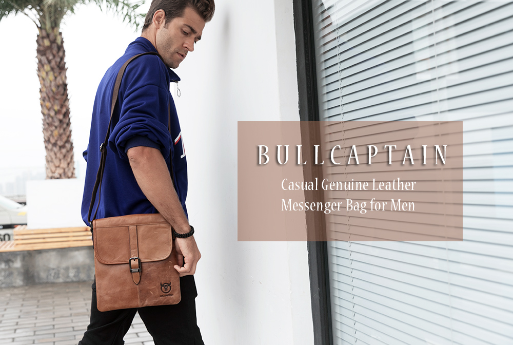 BULLCAPTAIN Business Genuine Leather Shoulder Bag for Men