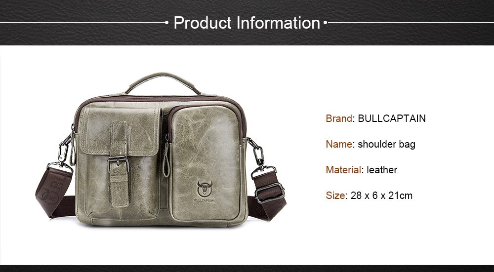 BULLCAPTAIN Men Vintage Genuine Leather Shoulder Bag