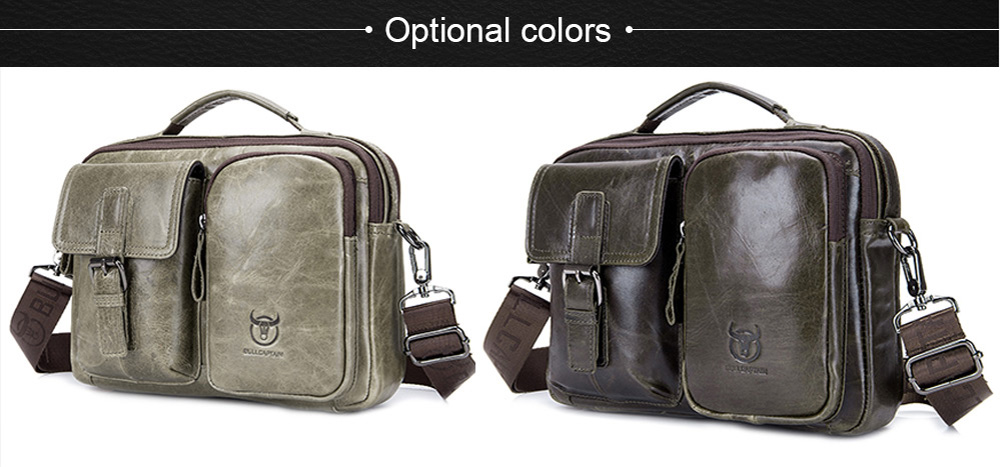 BULLCAPTAIN Men Vintage Genuine Leather Shoulder Bag