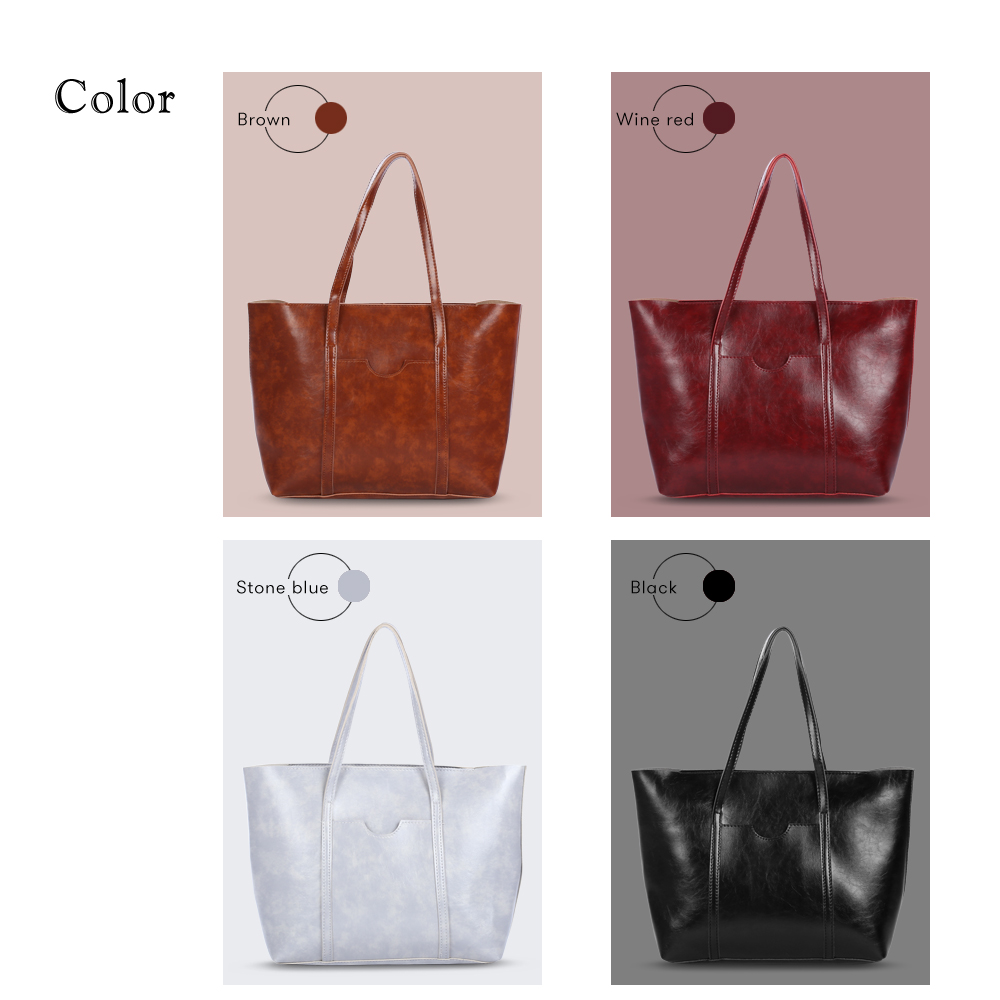 Guapabien 4pcs Women PU Leather Tote Handbag Shoulder Crossbody Bag Wristlet Card Holder