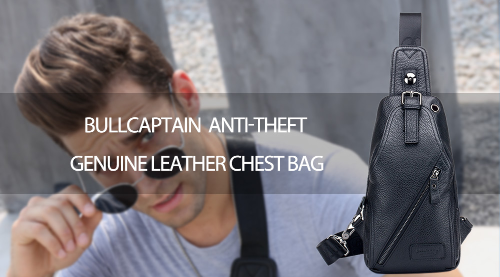 BULLCAPTAIN Anti-theft Genuine Leather Chest Bag for Men