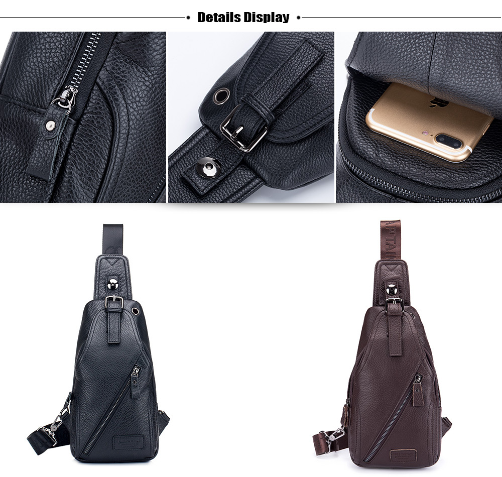 BULLCAPTAIN Anti-theft Genuine Leather Chest Bag for Men