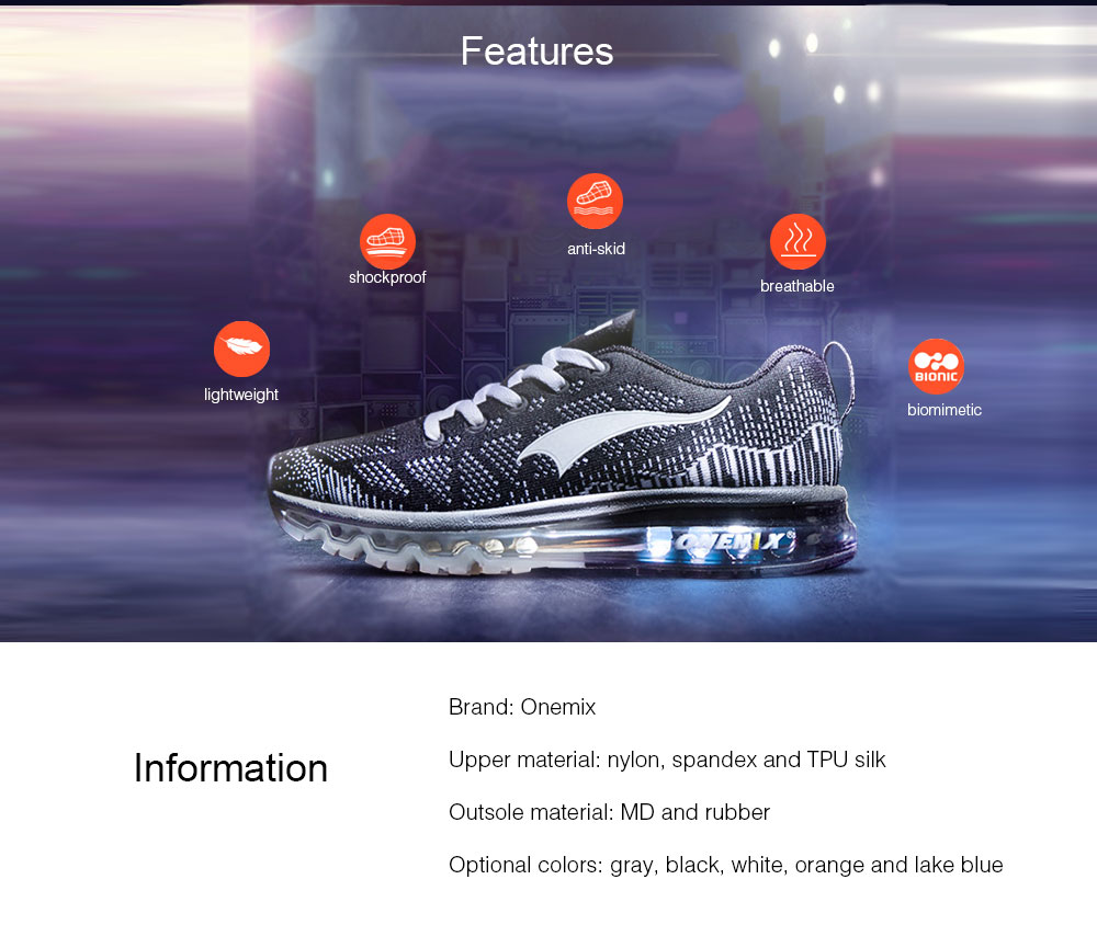 Onemix Knitting Lightweight Cushion Running Shoes for Men