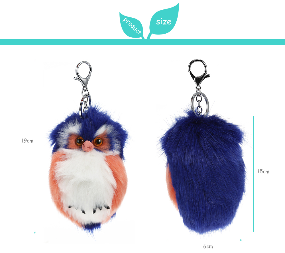 Lovely Owl Style Key Ring Artificial Rabbit Fur Keychain