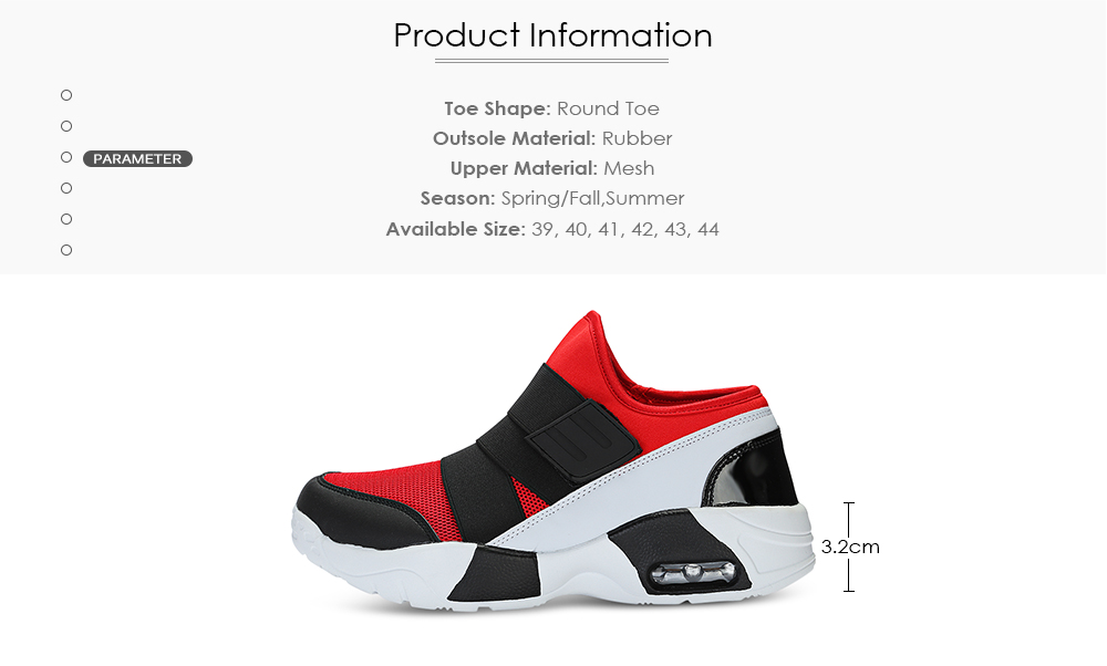 Casual Round Toe Mesh Spliced Hook and Loop Sneakers Men Running Shoes