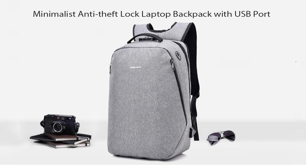 Leisure Anti-theft Lock Laptop Backpack with USB Port for Men