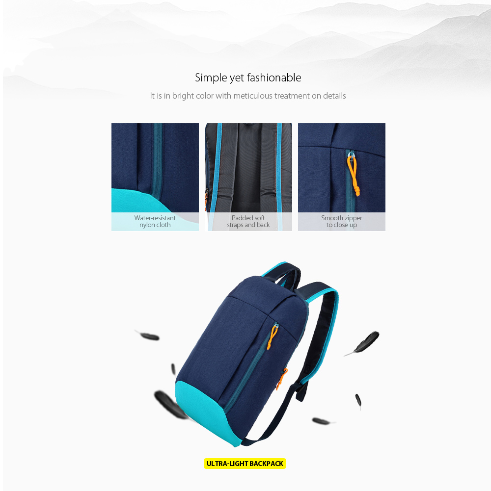 Water-resistant Nylon 10L Travel Ultra-light Leisure Backpack
