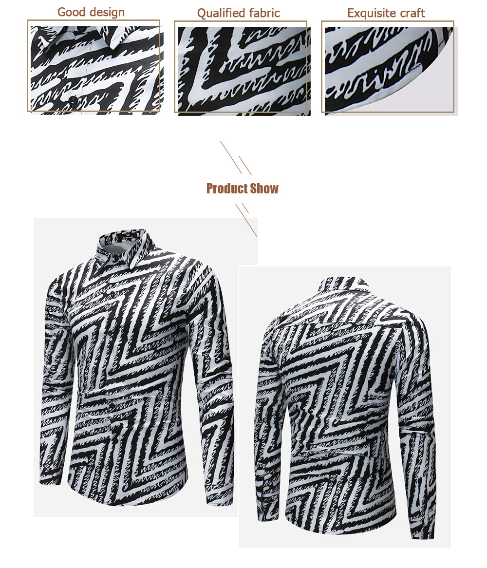 Men Fashion Long Sleeve Shirt with Stripe Motifs